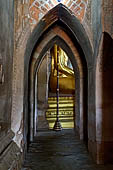 Bagan Myanmar. Htilominlo temple. Vaulted corridor of the ground floor. 